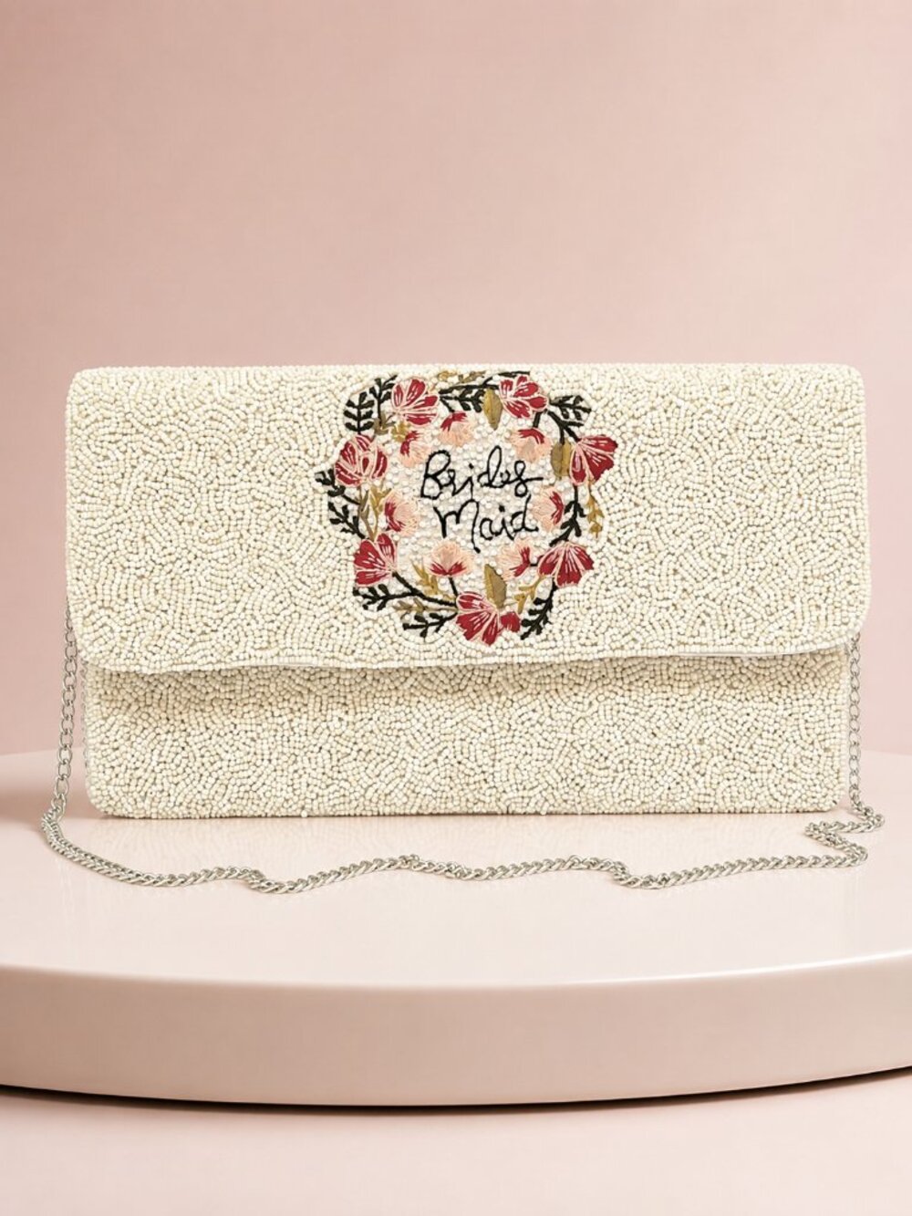 NEW BRIDESMAID Seed Beaded Clutch Bag Handbag Bridal Wedding Purse Crossbody Bag